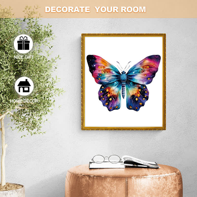 Rubbyoo A Watercolor Butterfly With A Rainbow On The Wings - Wooden Jigsaw Puzzle