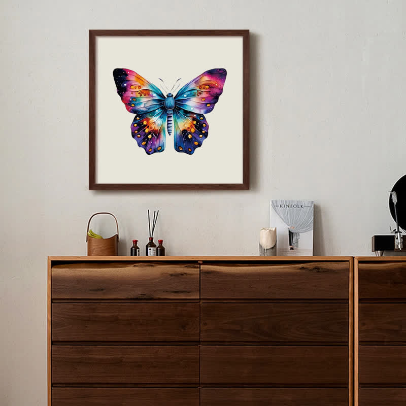 Rubbyoo A Watercolor Butterfly With A Rainbow On The Wings - Wooden Jigsaw Puzzle
