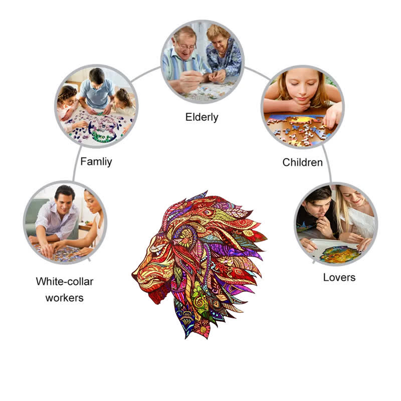 Rubbyoo Red Lion - Wooden Jigsaw Puzzle