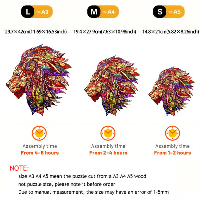 Rubbyoo Red Lion - Wooden Jigsaw Puzzle