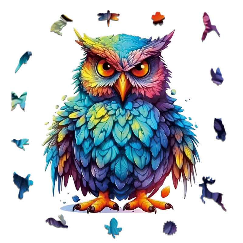 Rubbyoo With Colorful Feathers - Wooden Jigsaw Puzzle
