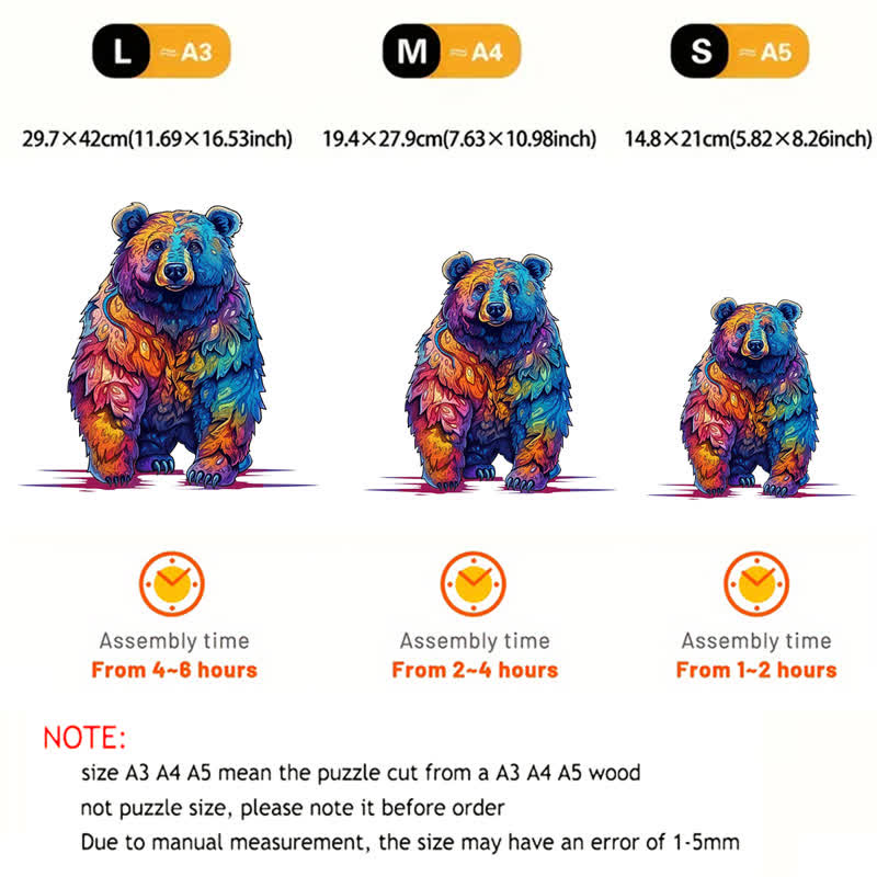 Rubbyoo Beautiful Psychedelic Furious Bear - Wooden Jigsaw Puzzle