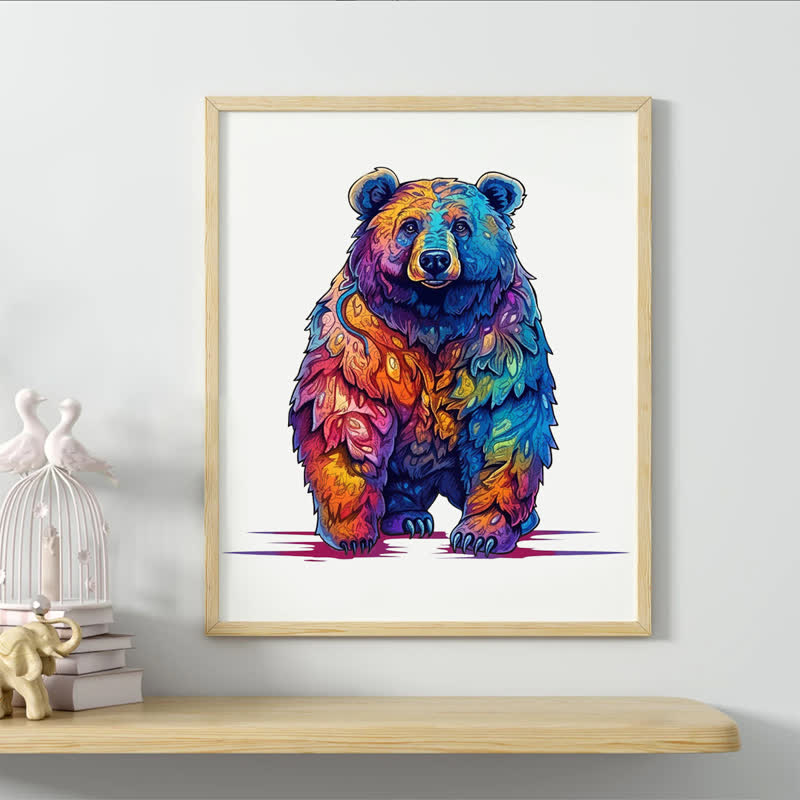 Rubbyoo Beautiful Psychedelic Furious Bear - Wooden Jigsaw Puzzle