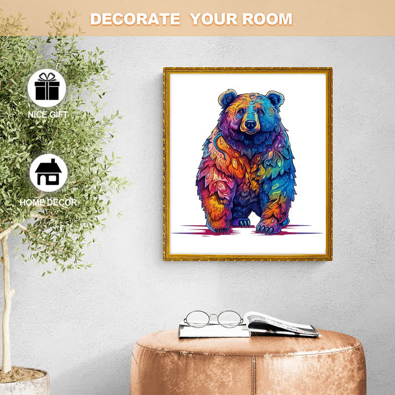 Rubbyoo Beautiful Psychedelic Furious Bear - Wooden Jigsaw Puzzle