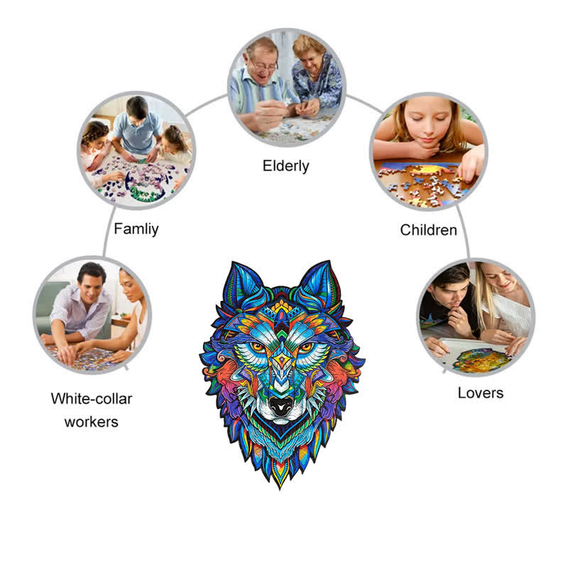 Rubbyoo Blue Wolf - Wooden Jigsaw Puzzle