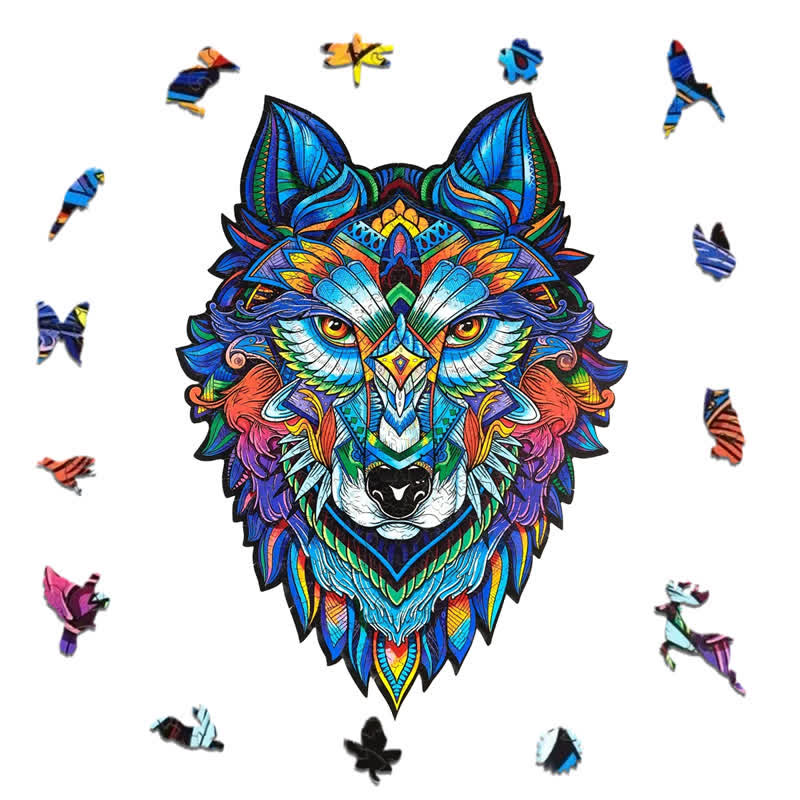 Rubbyoo Blue Wolf - Wooden Jigsaw Puzzle