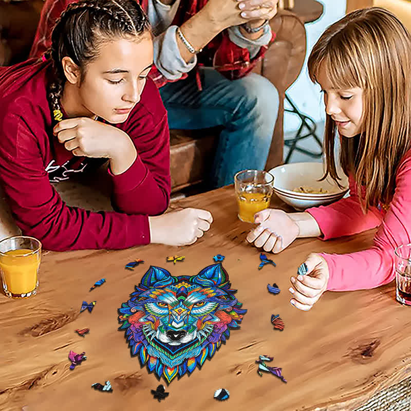 Rubbyoo Blue Wolf - Wooden Jigsaw Puzzle
