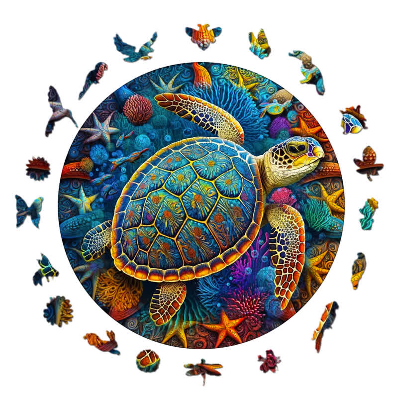 Rubbyoo Sea Turtle Watercolour - Wooden Jigsaw Puzzle