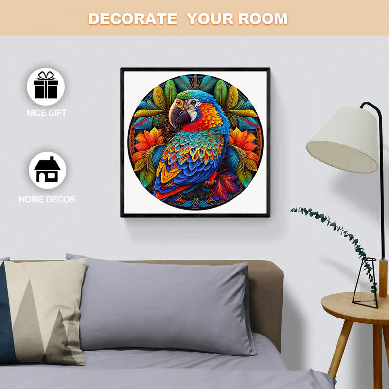 Rubbyoo Stained Parrot - Wooden Jigsaw Puzzle