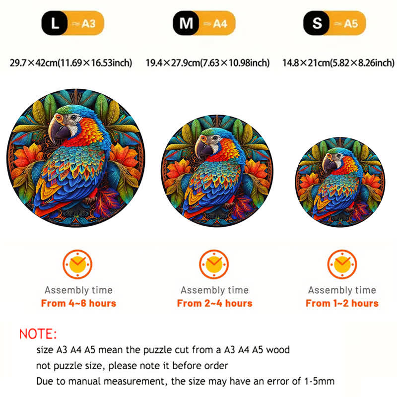 Rubbyoo Stained Parrot - Wooden Jigsaw Puzzle