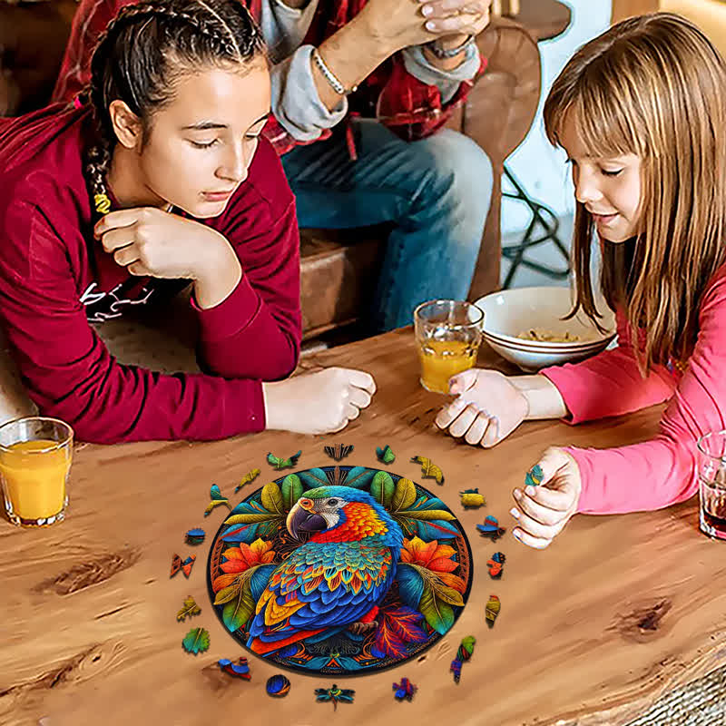 Rubbyoo Stained Parrot - Wooden Jigsaw Puzzle