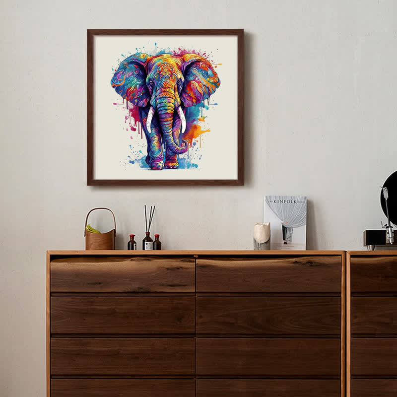 Rubbyoo Rainbow Elephant Blue - Wooden Jigsaw Puzzle
