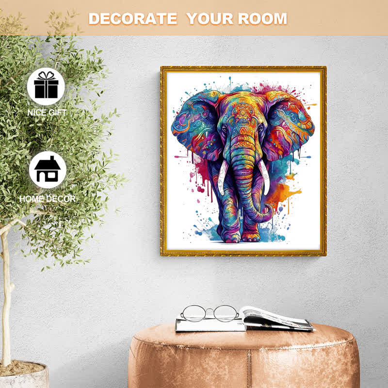 Rubbyoo Rainbow Elephant Blue - Wooden Jigsaw Puzzle