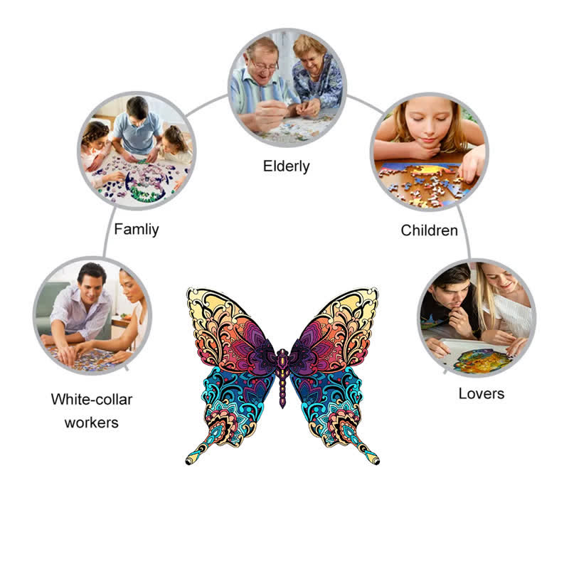 Rubbyoo Colorful Butterfly  - Wooden Jigsaw Puzzle