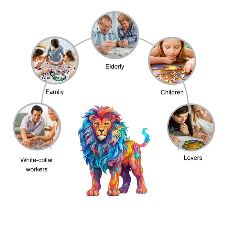 Rubbyoo Colorful Lion  - Wooden Jigsaw Puzzle