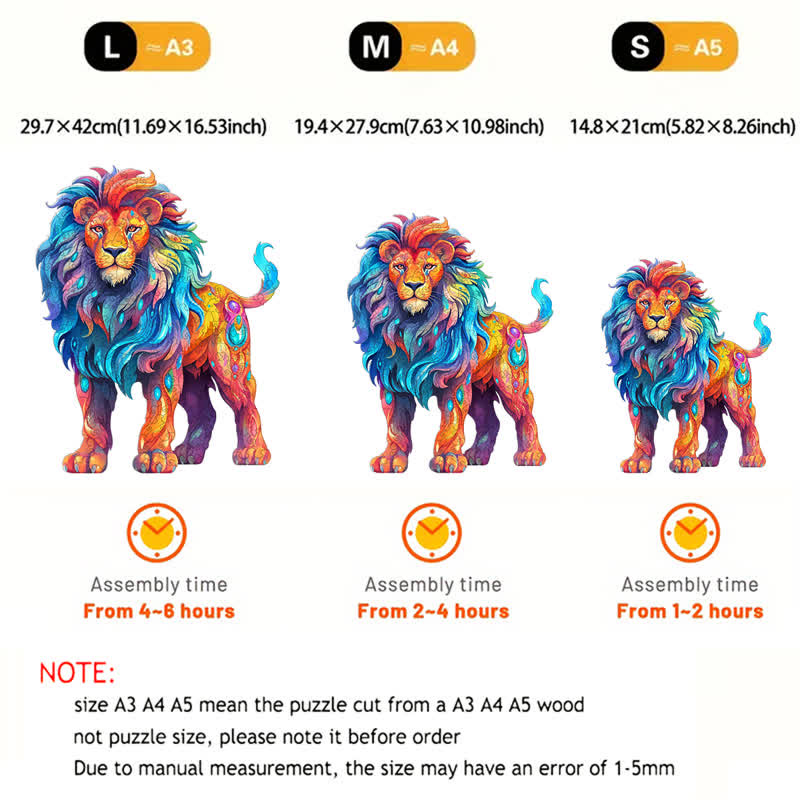 Rubbyoo Colorful Lion  - Wooden Jigsaw Puzzle