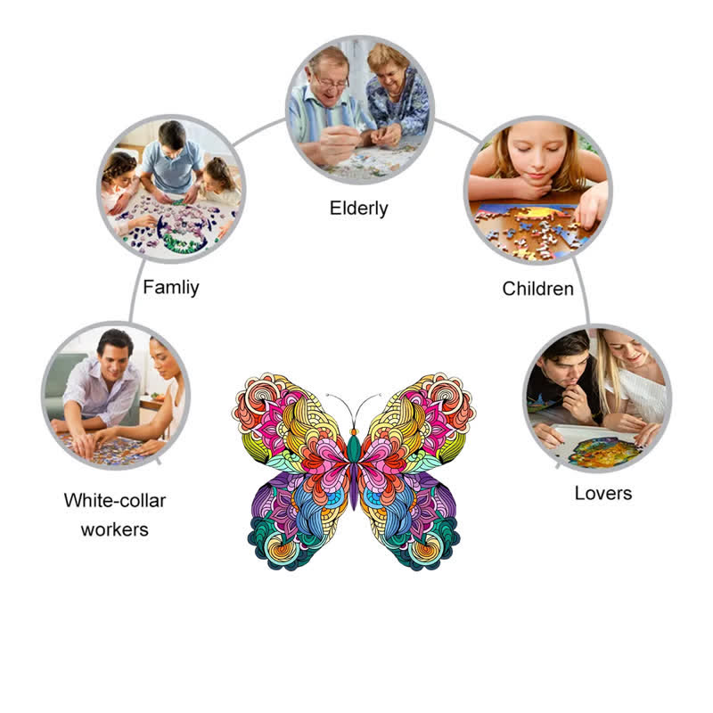 Rubbyoo Butterfly Colorful Edition - Wooden Jigsaw Puzzle