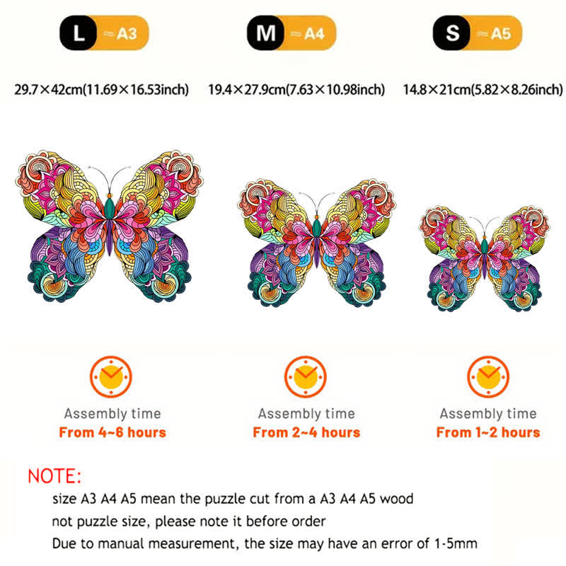Rubbyoo Butterfly Colorful Edition - Wooden Jigsaw Puzzle