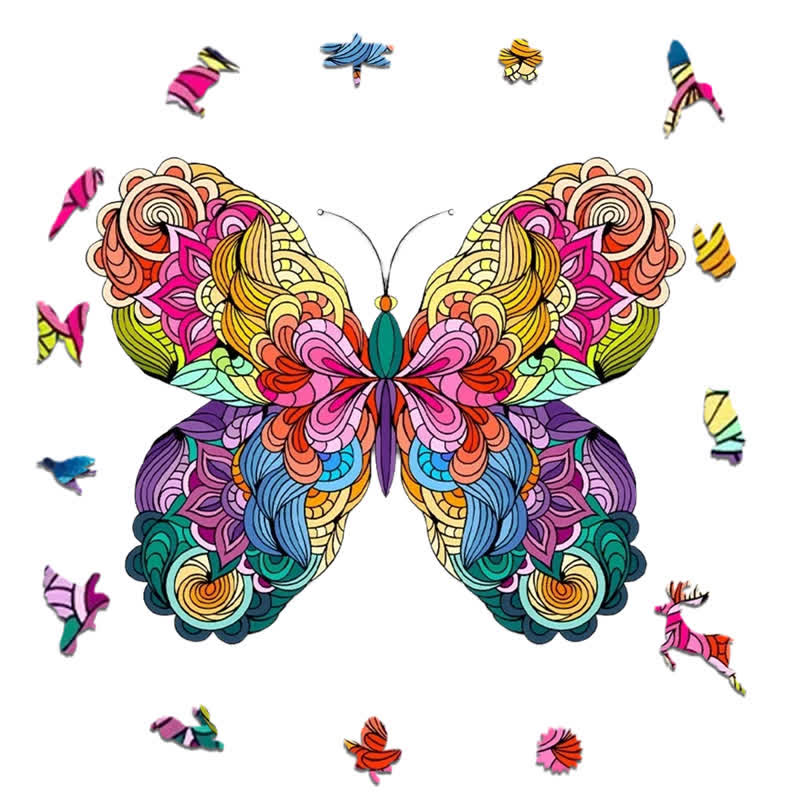Rubbyoo Butterfly Colorful Edition - Wooden Jigsaw Puzzle