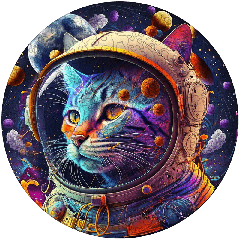 Rubbyoo Space Cat Cute Kittens - Wooden Jigsaw Puzzle