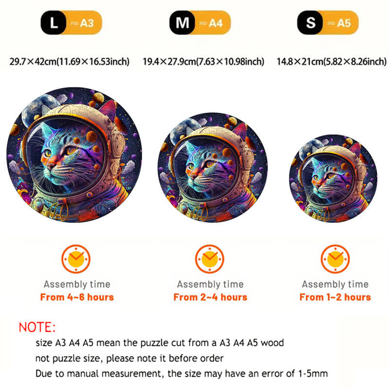 Rubbyoo Space Cat Cute Kittens - Wooden Jigsaw Puzzle