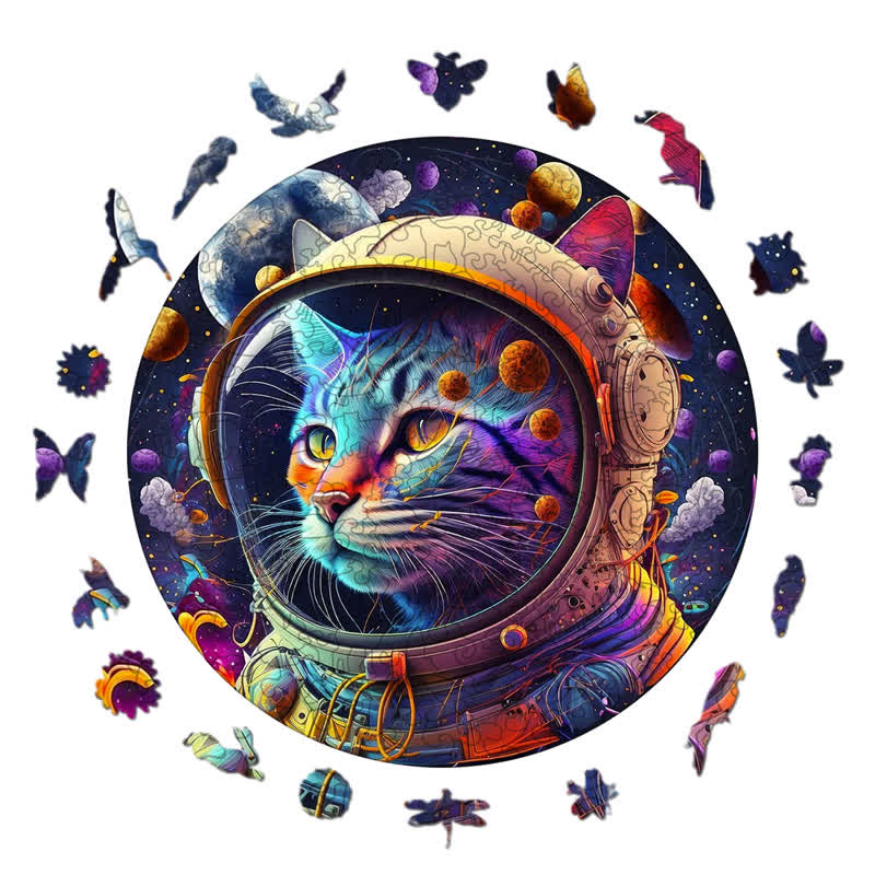 Rubbyoo Space Cat Cute Kittens - Wooden Jigsaw Puzzle