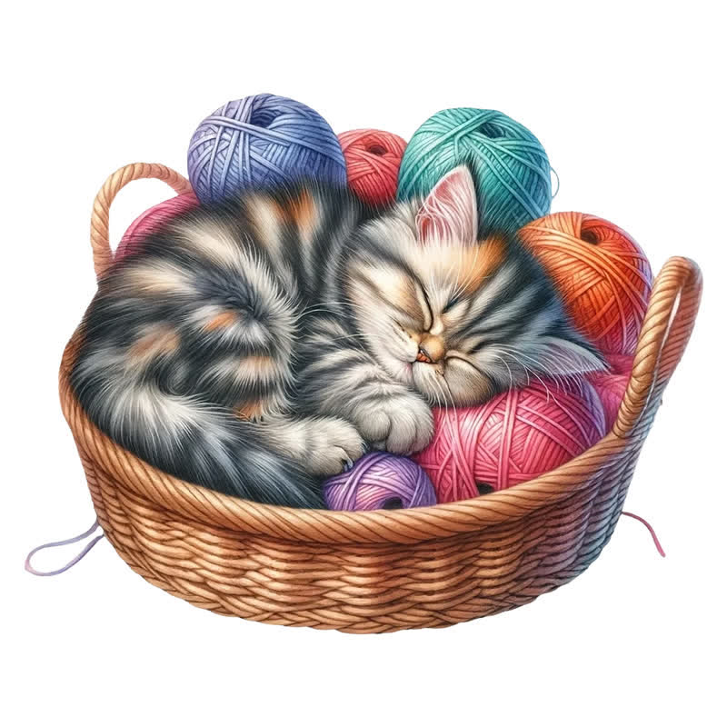 Kittens in Basket 1 - Wooden Jigsaw Puzzle