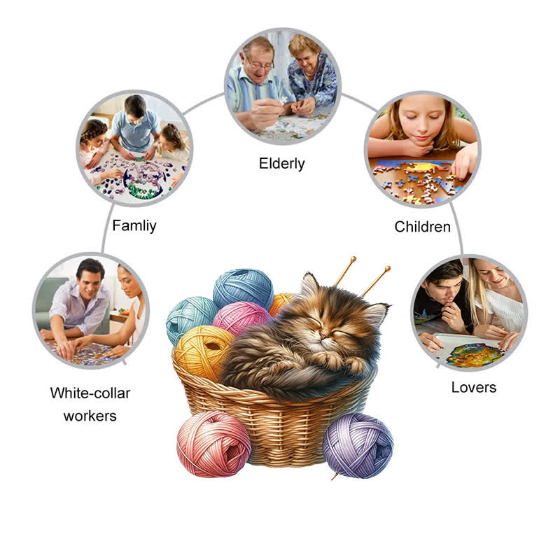 Kittens in Basket 2 - Wooden Jigsaw Puzzle