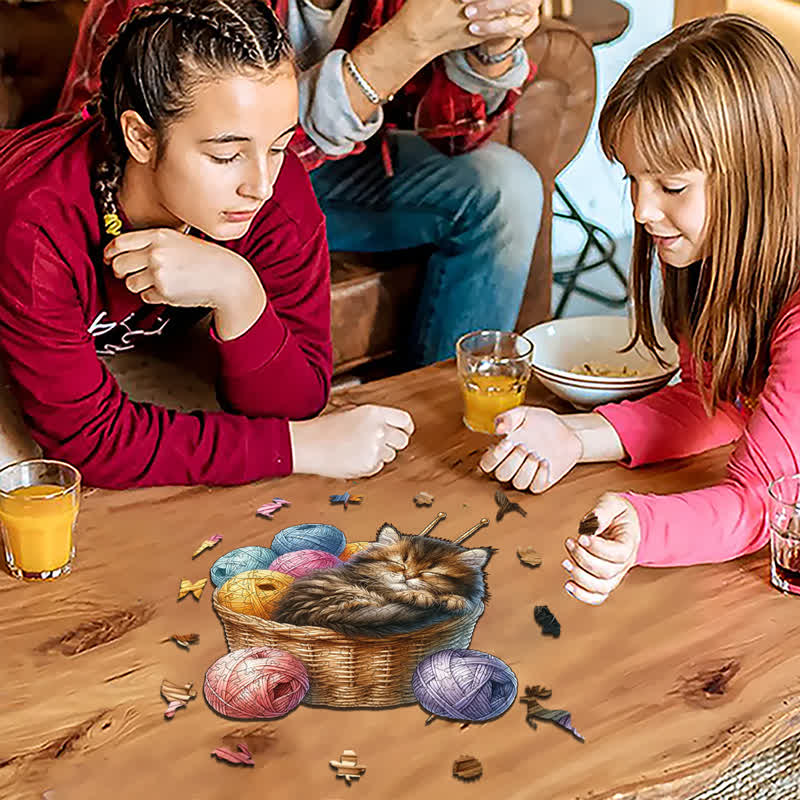 Kittens in Basket 2 - Wooden Jigsaw Puzzle