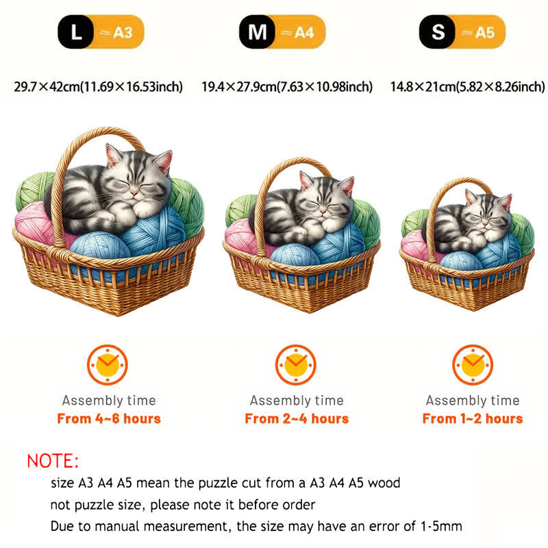 Kittens in Basket 4 - Wooden Jigsaw Puzzle