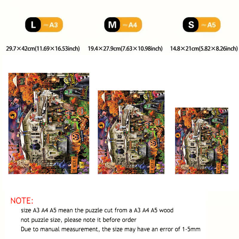 Rubbyoo Witches Welcome Halloween Black Cat Haunted House - Wooden Jigsaw Puzzle