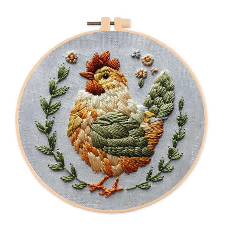 Rubbyoo Embroidery Kit - Floral Chicken - 20*20cm - image 1