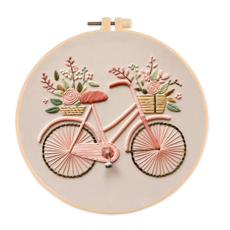 Rubbyoo Embroidery Kit - Floral Bike Modern Home Decor Craft kit - 20*20cm - image 1
