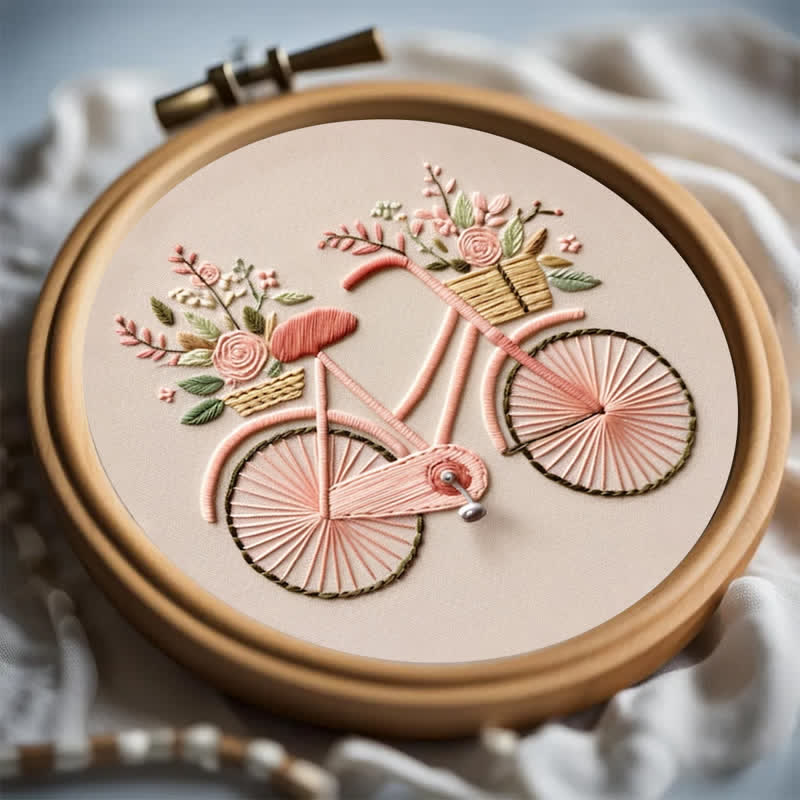 Rubbyoo Embroidery Kit - Floral Bike Modern Home Decor Craft kit - image 2