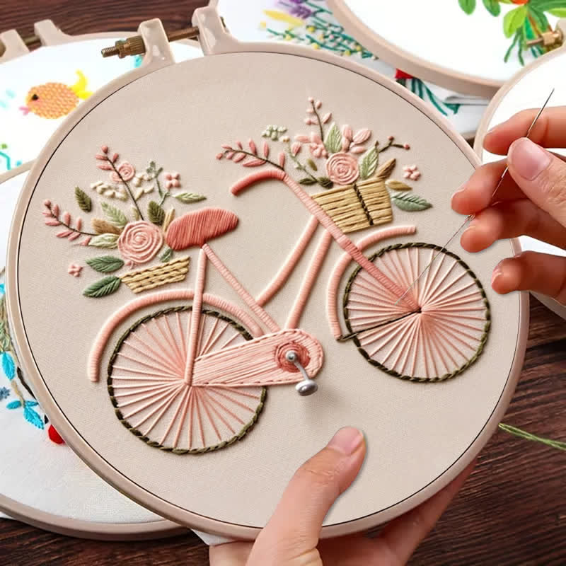 Rubbyoo Embroidery Kit - Floral Bike Modern Home Decor Craft kit - image 4