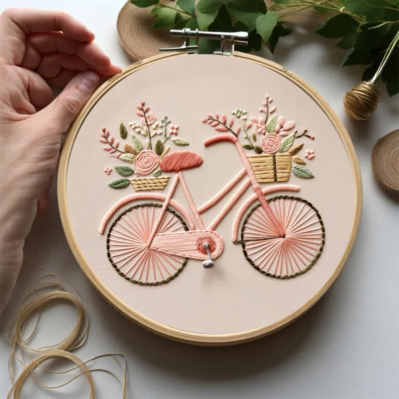 Rubbyoo Embroidery Kit - Floral Bike Modern Home Decor Craft kit - image 3
