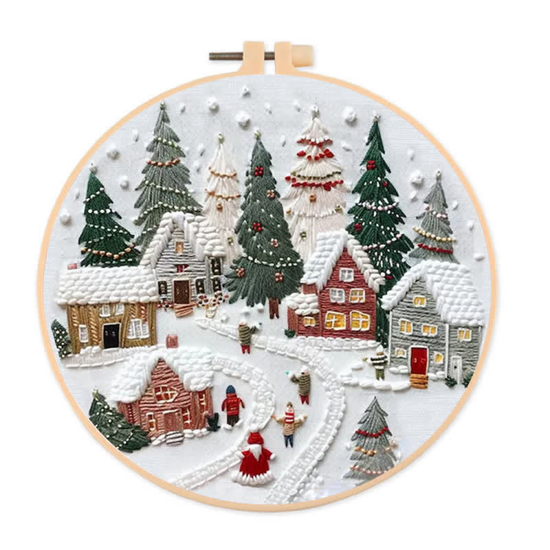 Rubbyoo Embroidery Kit - DIY Handmade Christmas Holiday Village Ornaments - 15*15cm - Embroidery Kit - image 1