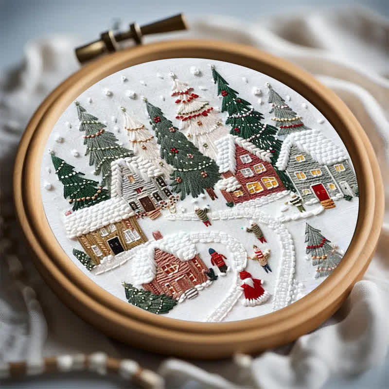 Rubbyoo Embroidery Kit - DIY Handmade Christmas Holiday Village Ornaments - image 2