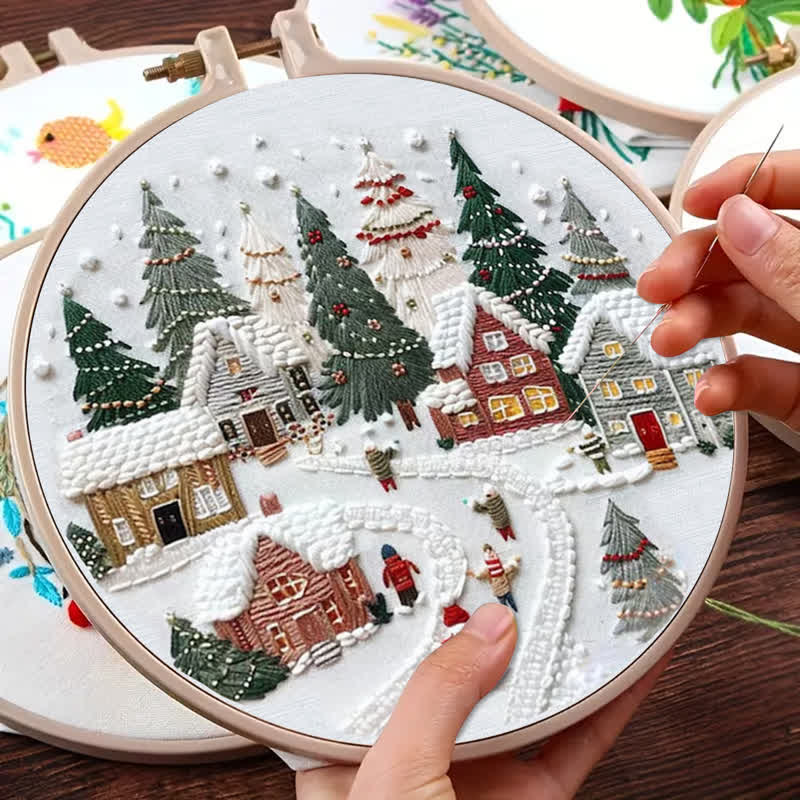 Rubbyoo Embroidery Kit - DIY Handmade Christmas Holiday Village Ornaments - image 4