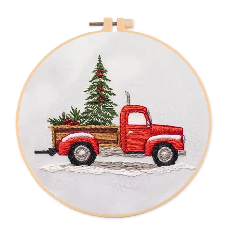 Rubbyoo Embroidery Kit - Red Truck Christmas - 20*20cm - image 1