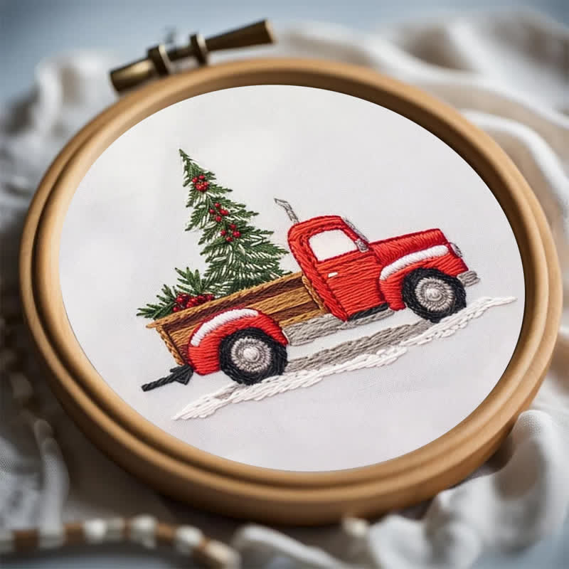 Rubbyoo Embroidery Kit - Red Truck Christmas - image 2