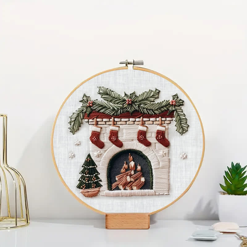 Rubbyoo Embroidery Kit - Cozy Fireplace Holiday Needlework Gift - image 6