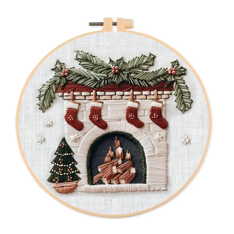 🎅Rubbyoo Christmas Embroidery Kit - Embroidery Hoop Art| Christmas Bauble Ornaments - Holiday Fireplace - image 22