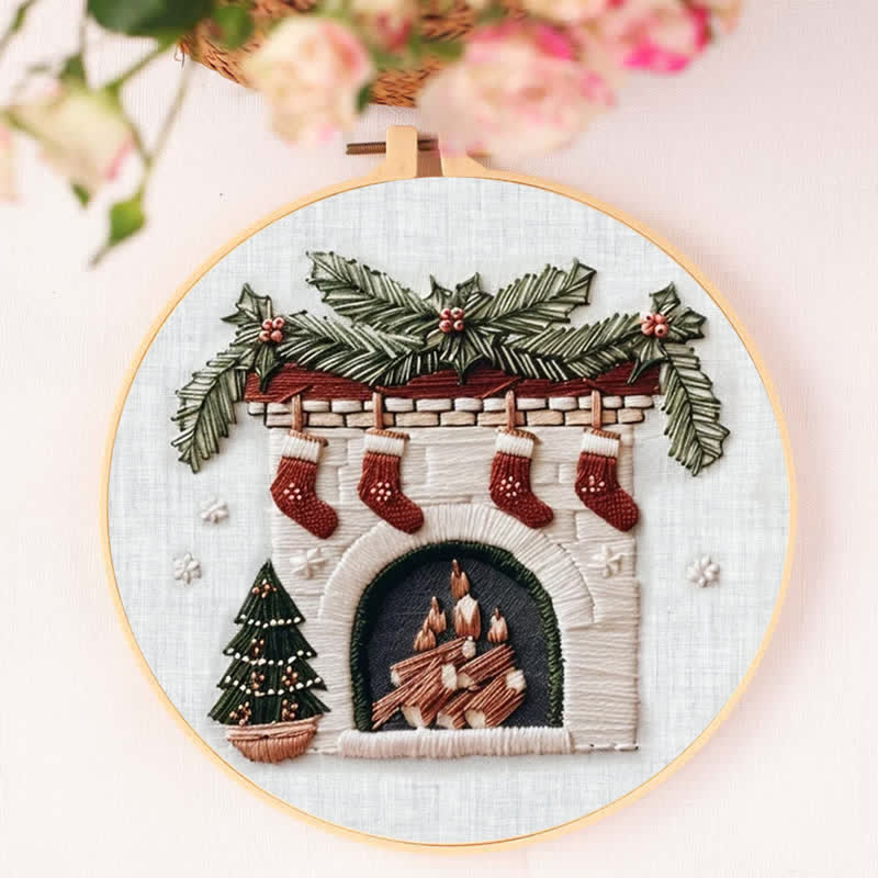 Rubbyoo Embroidery Kit - Cozy Fireplace Holiday Needlework Gift - image 8