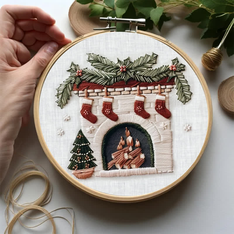 Rubbyoo Embroidery Kit - Cozy Fireplace Holiday Needlework Gift - image 4