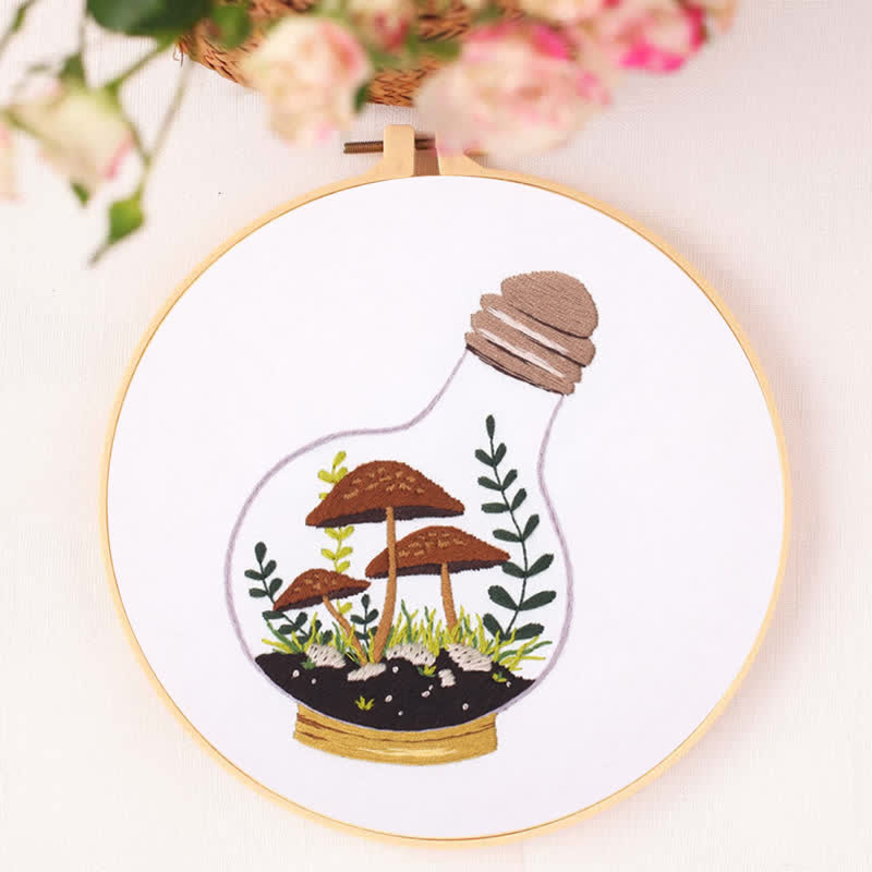 Rubbyoo Embroidery Kit - Glass Bottle Mushroom - image 9