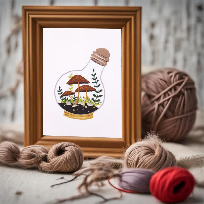 Rubbyoo Embroidery Kit - Glass Bottle Mushroom - image 4