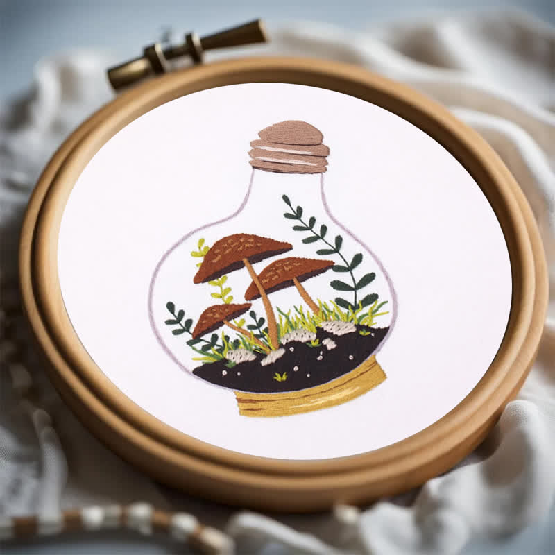 Rubbyoo Embroidery Kit - Glass Bottle Mushroom - image 2