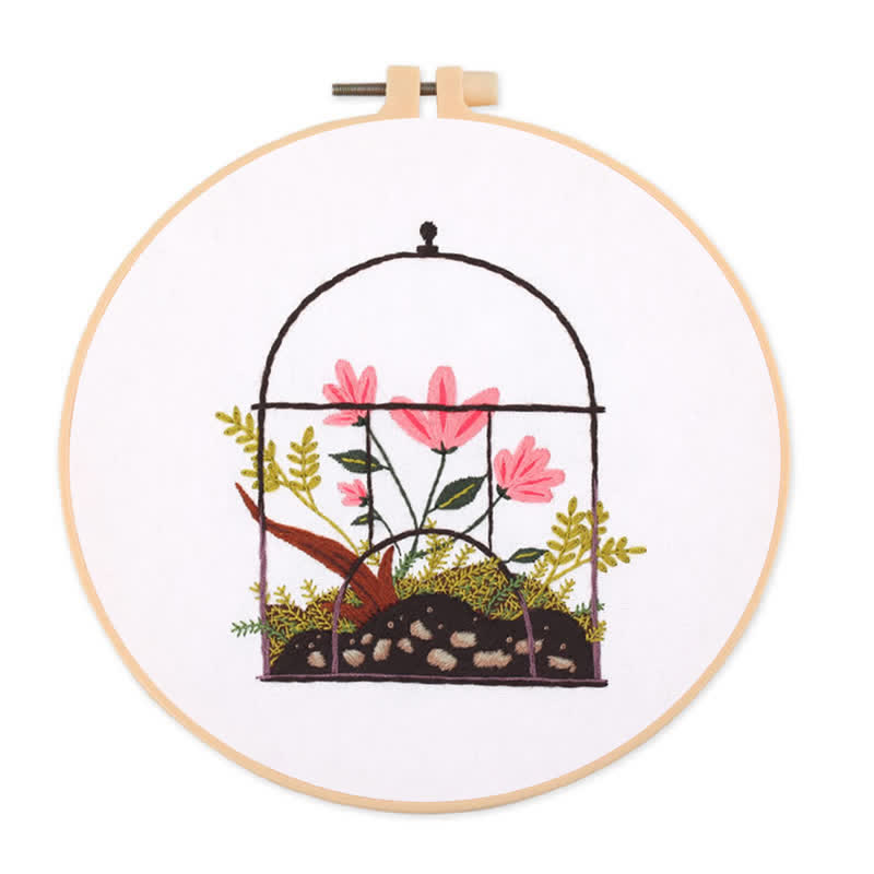 Rubbyoo Embroidery Kit - Flowers And Plants In Cage - image 1
