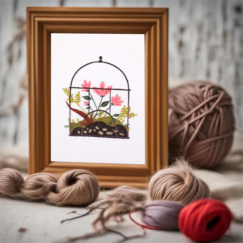 Rubbyoo Embroidery Kit - Flowers And Plants In Cage - image 3